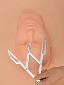 ATOMUS 1件不锈钢微槽眉毛平衡定位等距三角形眉形尺，黄金比例卡尺化妆工具 - 銀色 - 查看 4