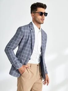 Manfinity NiteLyfe Men Plaid Print Single Button Blazer - Multicolor - View 3