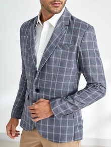 Manfinity NiteLyfe Men Plaid Print Single Button Blazer - Multicolor - View 4