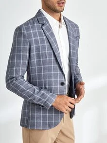 Manfinity NiteLyfe Men Plaid Print Single Button Blazer - Multicolor - View 5