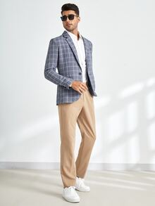 Manfinity NiteLyfe Men Plaid Print Single Button Blazer - Multicolor - View 6