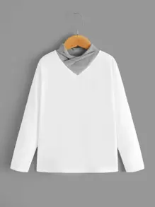 SHEIN Boys Contrast Collar Colourblock Tee - White - View 1