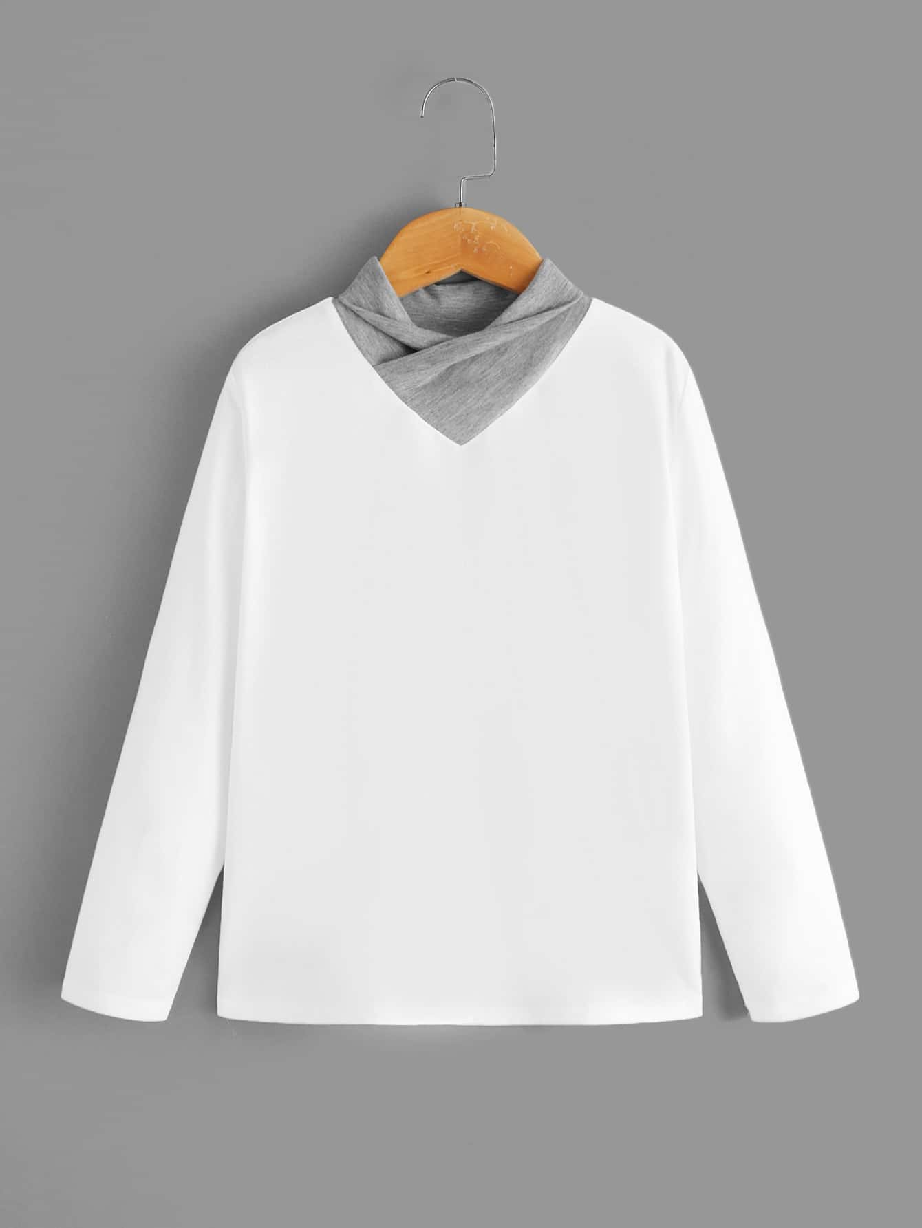 SHEIN Boys Contrast Collar Colourblock Tee - White - View 1