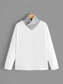 SHEIN Boys Contrast Collar Colourblock Tee - White - View 5