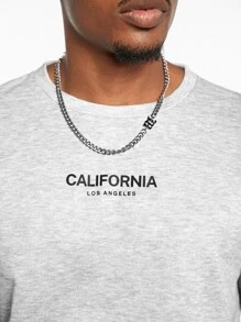 Manfinity Men Letter Graphic Drop Shoulder Pullover & Joggers Set - Light Grey - View 4