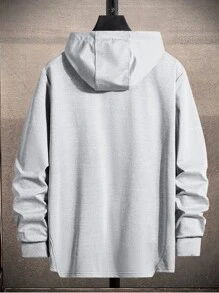Manfinity Homme Men Slit Hem Drawstring Hoodie - Light Grey - View 2