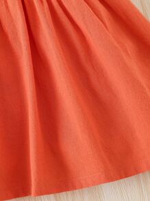 女嬰上身打攬吊帶連衣裙 - 橘色 - 查看 4