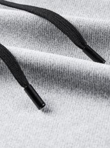 Manfinity Homme Men Slit Hem Drawstring Hoodie - Light Grey - View 5