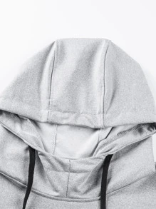 Manfinity Homme Men Slit Hem Drawstring Hoodie - Light Grey - View 6