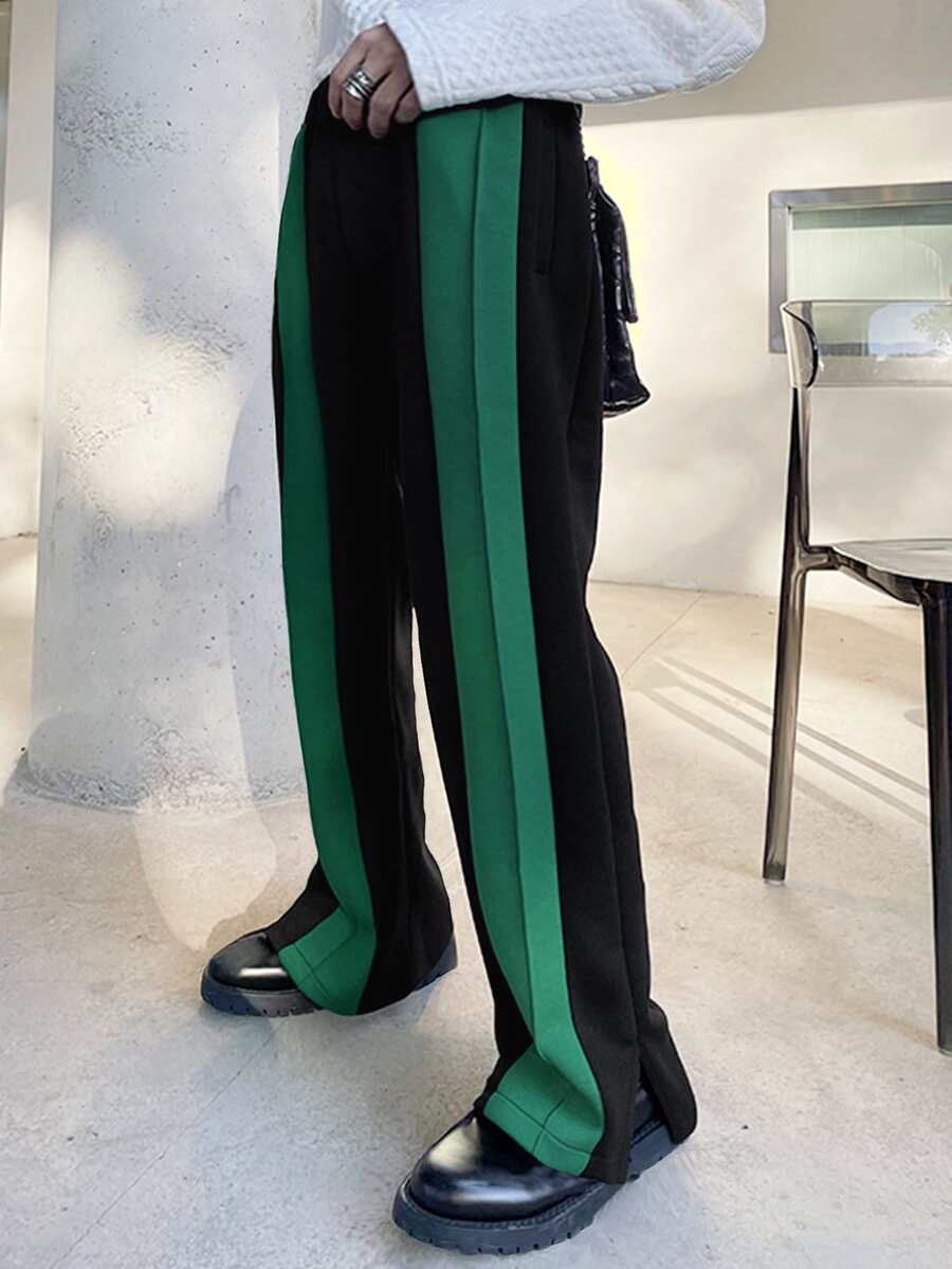 Manfinity Men Contrast Side Seam Elastic Waist Joggers - Black - View 1