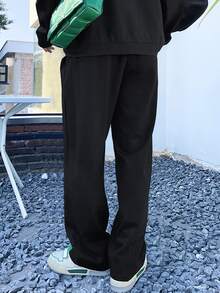 Manfinity Men Contrast Side Seam Elastic Waist Joggers - Black - View 3