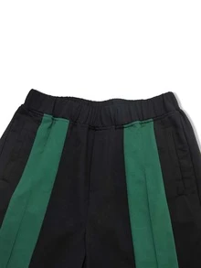 Manfinity Men Contrast Side Seam Elastic Waist Joggers - Black - View 6