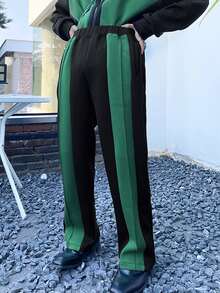 Manfinity Men Contrast Side Seam Elastic Waist Joggers - Black - View 7