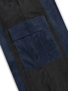 Manfinity EMRG 男士鬆身兩色燈芯絨褲,帶蓋口袋