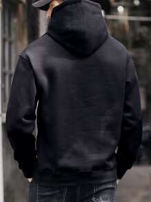 Manfinity Áo nỉ Nam Dây kéo Túi Lá thư Giải trí - màu đen - Xem 2