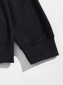 Manfinity Áo nỉ Nam Dây kéo Túi Lá thư Giải trí - màu đen - Xem 5