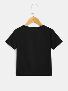 Young Boy Gesture & Letter Graphic Tee - Black - View 3