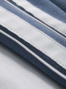 DAZY Colourblock Raglan Sleeve Contrast Tape Thermal Lined Pullover - Blue and White - View 4