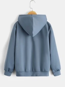 SHEIN 男孩熊和字母圖案連帽衫