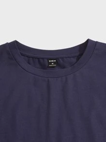 Manfinity VCAY Tops Nam Hoạt hình Lá thư Giải trí - Màu xanh hải quân - Xem 3