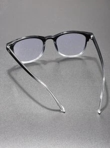 1 Pair Men's Classic Square "Back To School" Black Eyeglasses, Clear Lenses For Computer, TV, Gaming, Smartphone Use, Eye Protection Against Visual Fatigue - Multicolor - View 4