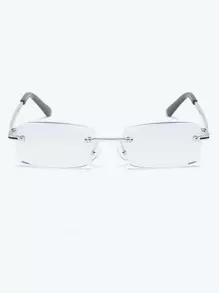 男士时尚优雅无框透明镜片眼镜 - 無色 - 查看 2