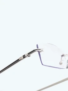 男士时尚优雅无框透明镜片眼镜 - 無色 - 查看 3
