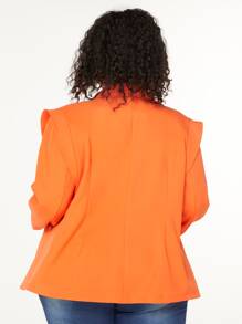 SHEIN CURVE+ Plus Lapel Neck Single Button Blazer - Orange - View 2