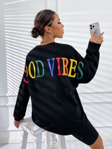 SHEIN Unity Áo thun nữ Lá thư Giải trí - màu đen - Xem 4