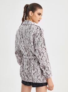 Delirium Dreaming 蕾絲花卉圖案落肩袖腰帶夾克 - 彩色 - 查看 2