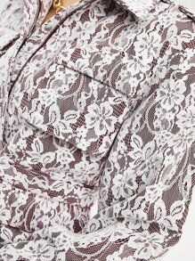 Delirium Dreaming 蕾絲花卉圖案落肩袖腰帶夾克 - 彩色 - 查看 3
