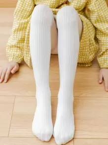 1 Miếng Bé gái Màu thuần Xoắn Quần tất , Thoải mái Và Làn da thân thiện Đối với Mặc hàng ngày - trắng - Xem 1