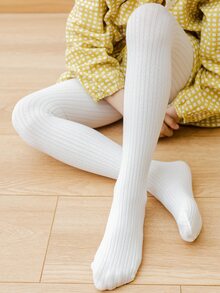 1 Miếng Bé gái Màu thuần Xoắn Quần tất , Thoải mái Và Làn da thân thiện Đối với Mặc hàng ngày - trắng - Xem 3