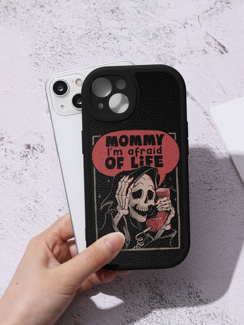 Letter & Skull Pattern Phone Case