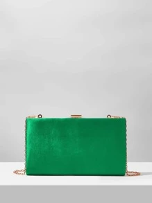 Bolso de noche con diseño de diamante de imitación de satén - Verde - Ver 8
