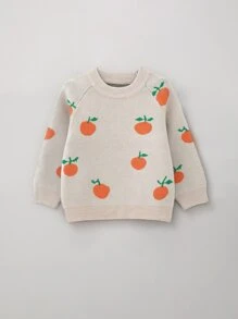 Baby Orange Pattern Raglan Sleeve Jumper - Apricot - View 1