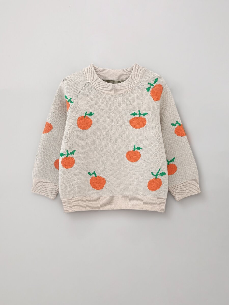 Baby Orange Pattern Raglan Sleeve Jumper - Apricot - View 1