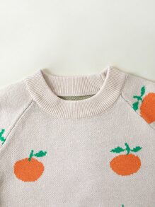 Baby Orange Pattern Raglan Sleeve Jumper - Apricot - View 3