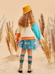 少女卡通图案落肩卫衣 - 彩色 - 查看 2