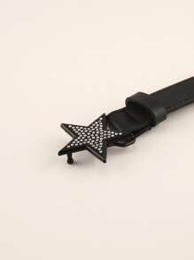 Rhinestone Star Buckle Belt with Punch Tool - màu đen - Xem 4