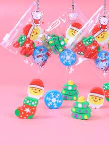 4 piezas Borrador Navidad copo de nieve & en forma de árbol - Multicolor - Ver 1