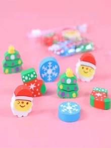 4 piezas Borrador Navidad copo de nieve & en forma de árbol - Multicolor - Ver 2