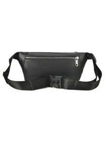 Men Metal Detail Waist Bag Chest Bag Bum Bags Fanny Pack For Commute Carry On Bags For Travel School Students Lightweight Multifunctional Anti Theft Sling Bags - Black - View 2
