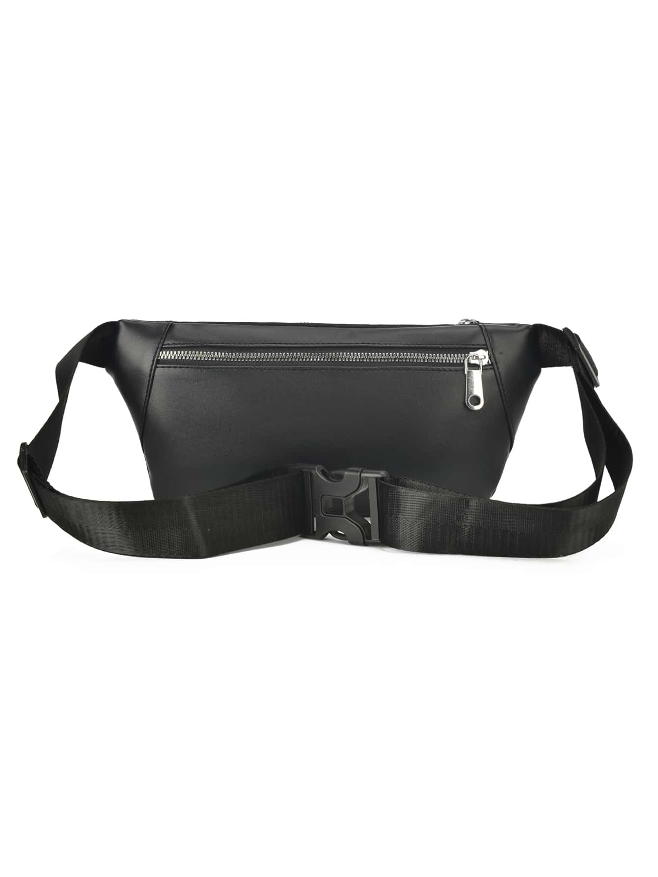 Bolsa De Cintura Masculina Com Detalhes De Metal Bolsa De Peito Bolsas De Cintura Fanny Pack Para Transporte De Transporte Para Estudantes De Viagens Escolares Bolsas Leves Multifuncionais Antirroubo - Preto - Visão 2