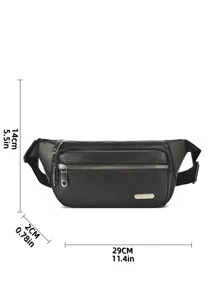 Men Metal Detail Waist Bag Chest Bag Bum Bags Fanny Pack For Commute Carry On Bags For Travel School Students Lightweight Multifunctional Anti Theft Sling Bags - Black - View 3
