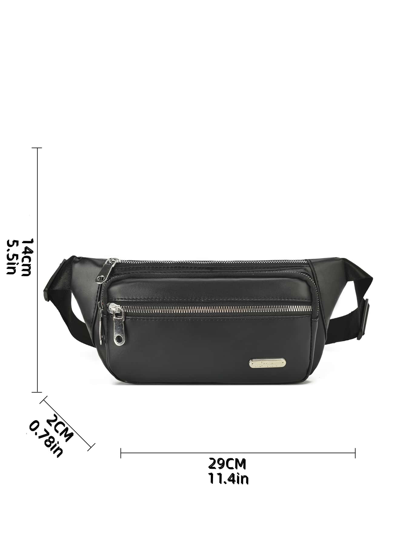 Bolsa De Cintura Masculina Com Detalhes De Metal Bolsa De Peito Bolsas De Cintura Fanny Pack Para Transporte De Transporte Para Estudantes De Viagens Escolares Bolsas Leves Multifuncionais Antirroubo - Preto - Visão 3