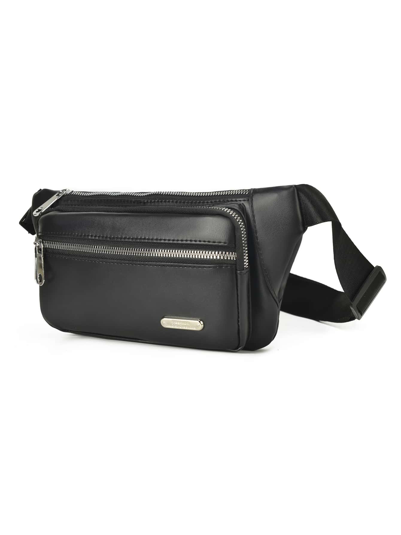 Bolsa De Cintura Masculina Com Detalhes De Metal Bolsa De Peito Bolsas De Cintura Fanny Pack Para Transporte De Transporte Para Estudantes De Viagens Escolares Bolsas Leves Multifuncionais Antirroubo - Preto - Visão 4