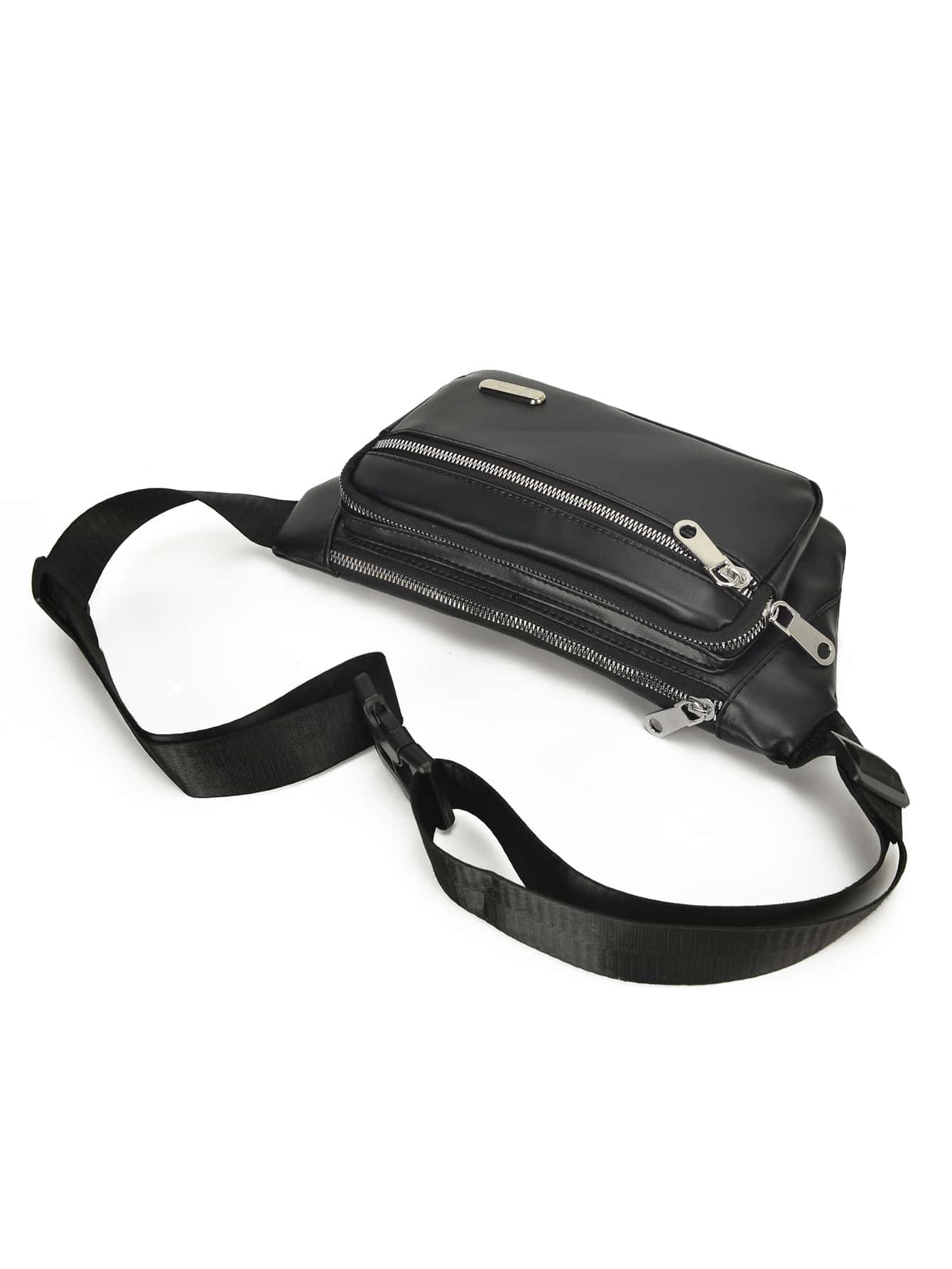 Bolsa De Cintura Masculina Com Detalhes De Metal Bolsa De Peito Bolsas De Cintura Fanny Pack Para Transporte De Transporte Para Estudantes De Viagens Escolares Bolsas Leves Multifuncionais Antirroubo - Preto - Visão 5