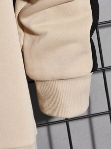 GENTILAND Men'S Contrast Side Seam Knitted Crewneck Sweatshirt - Apricot - View 3