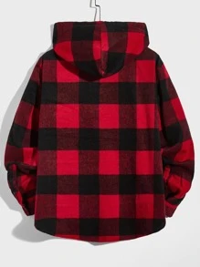 Manfinity VCAY 1 chiếc áo khoác vải tuýt kẻ caro Buffalo có mũ trùm đầu rộng rãi dành cho nam - Nhiều màu - Xem 2